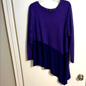 Alfani women’s lightweight sweater, metallic purple pullover, long sleeve